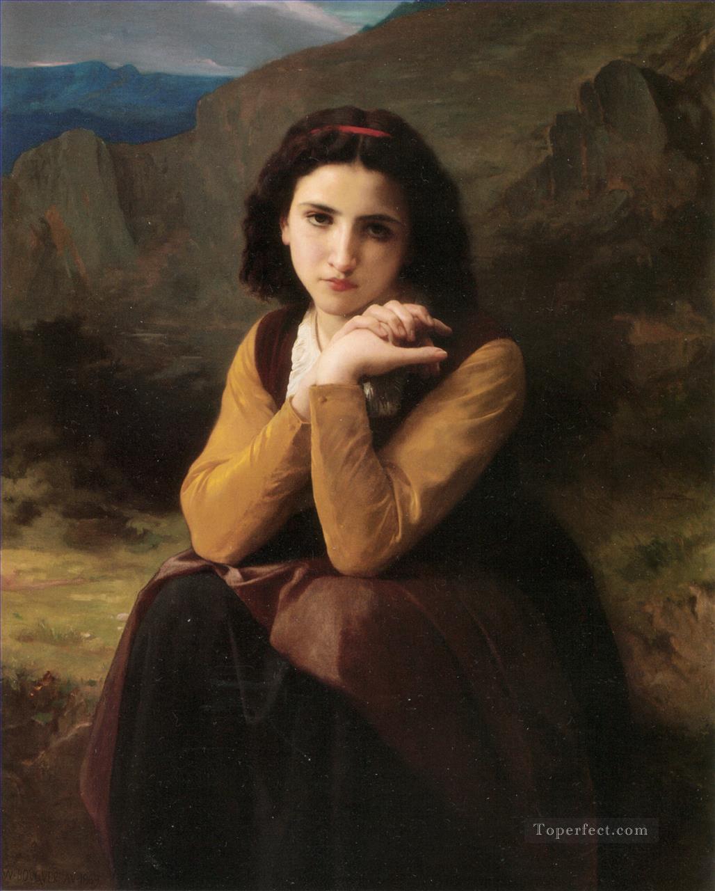 Mignon Realismo pensativo William Adolphe Bouguereau Pintura al óleo